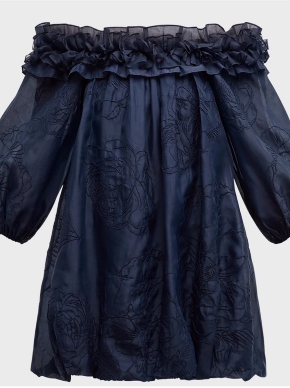 NWT Cinq A Sept Nava Organza Embroidered Mini Dress Navy Size 8 - Picture 2 of 9